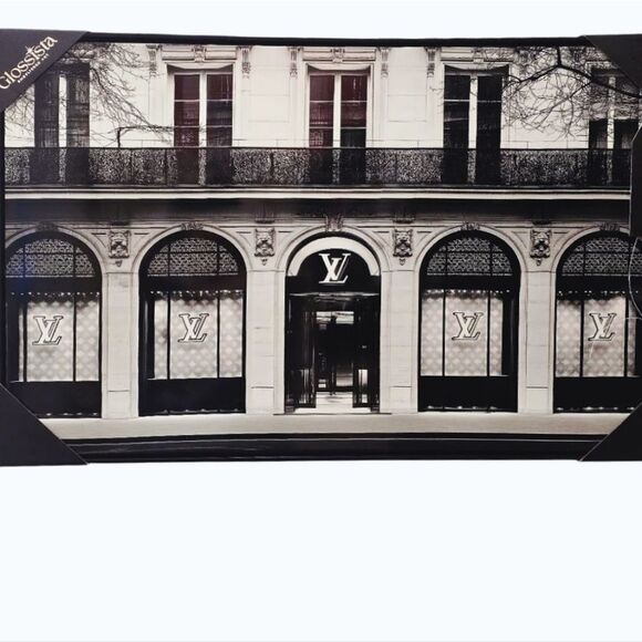 Glossista Louis Vuitton Monochrome Storefront Vinyl Canvas Framed Wall Decor - Picture 1 of 7